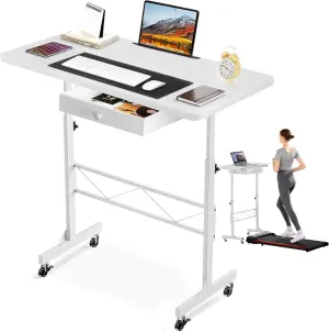 GTRACING Small Standing Desk Adjustable Height Small Computer Desk Mobile Portable Rolling Laptop Table with Wheels 32" Computer Workstation Sit Stand Desks Portable Standing Table Treadmill desks