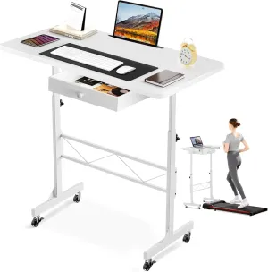 GTRACING Small Standing Desk Adjustable Height Small Computer Desk Mobile Portable Rolling Laptop Table with Wheels 32" Computer Workstation Sit Stand Desks Portable Standing Table Treadmill desks