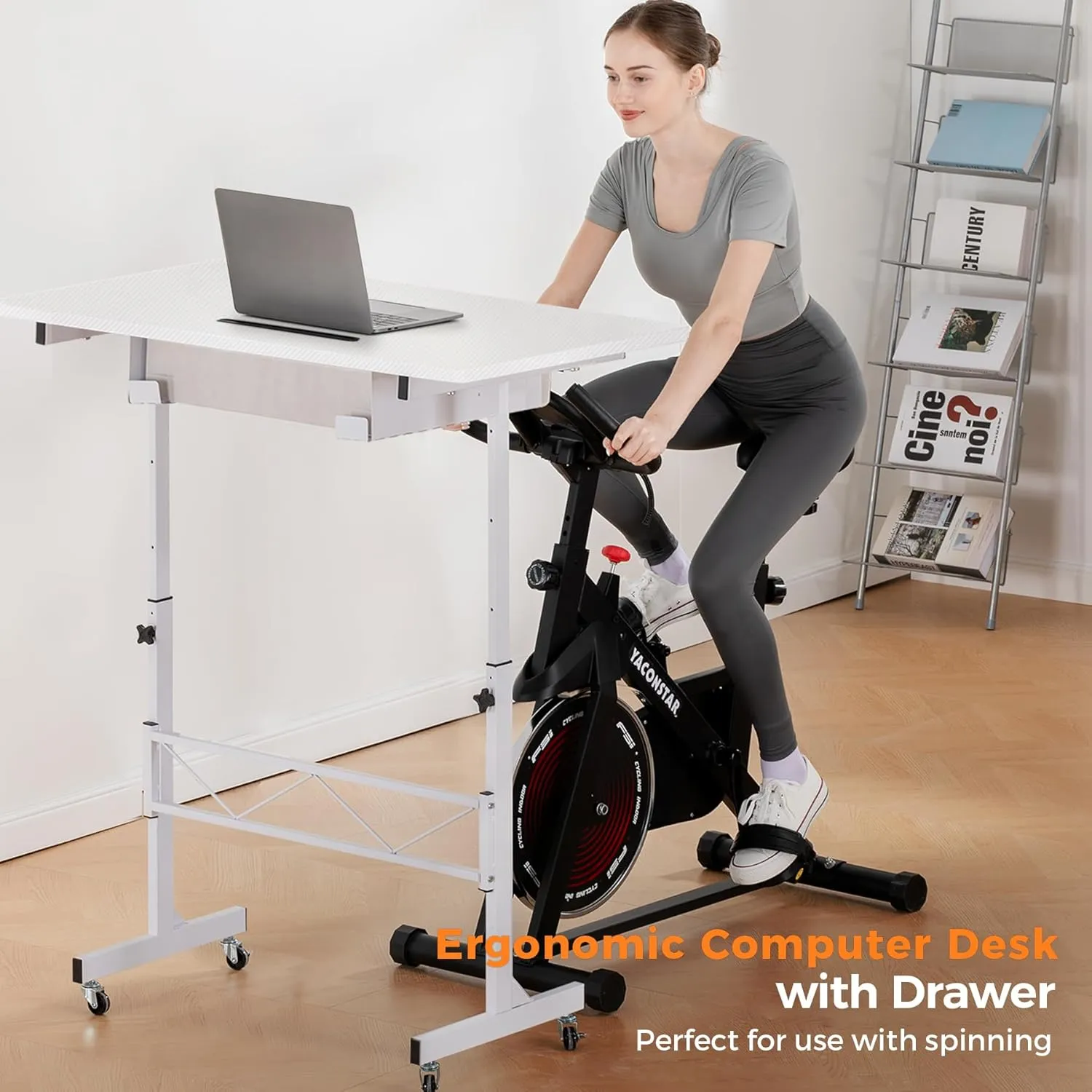 GTRACING Small Standing Desk Adjustable Height Small Computer Desk Mobile Portable Rolling Laptop Table with Wheels 32" Computer Workstation Sit Stand Desks Portable Standing Table Treadmill desks