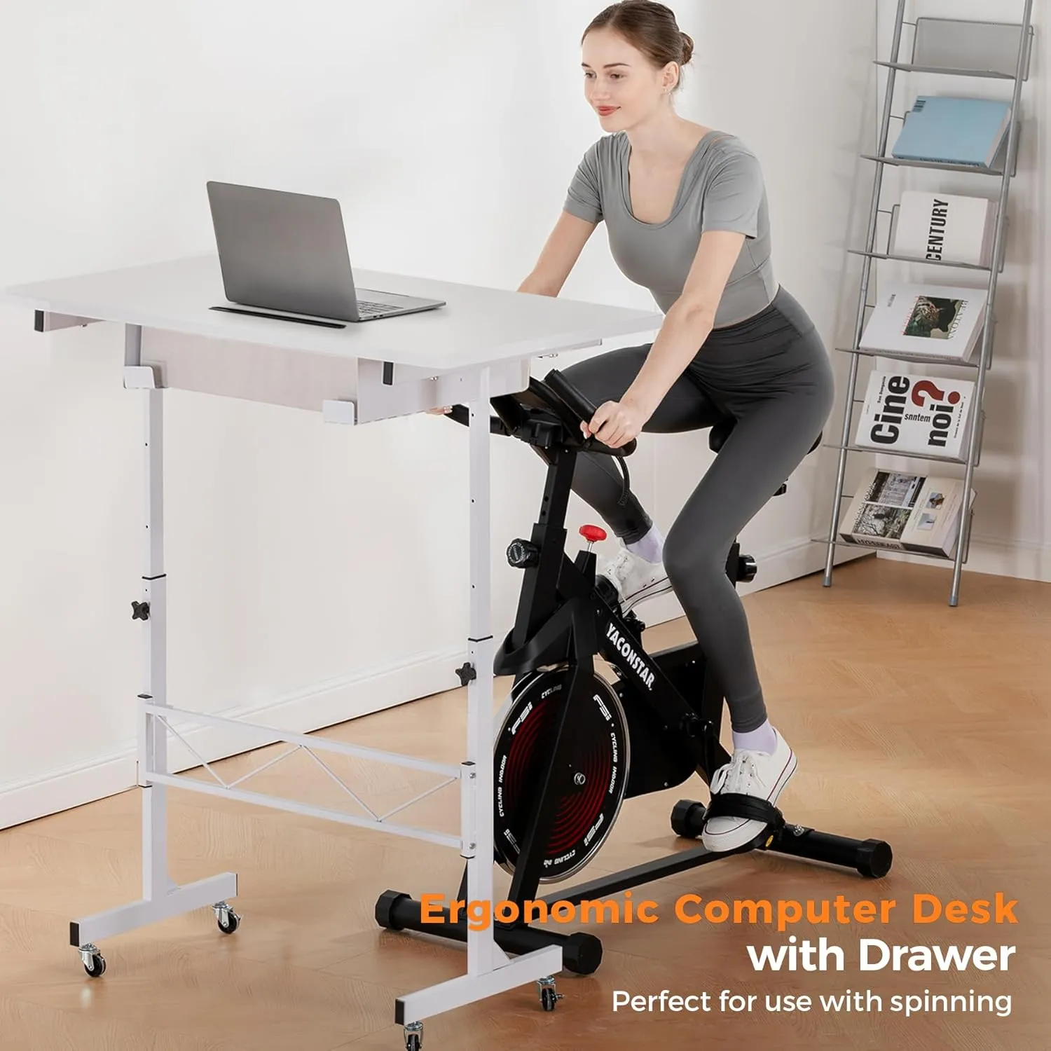 GTRACING Small Standing Desk Adjustable Height Small Computer Desk Mobile Portable Rolling Laptop Table with Wheels 32" Computer Workstation Sit Stand Desks Portable Standing Table Treadmill desks