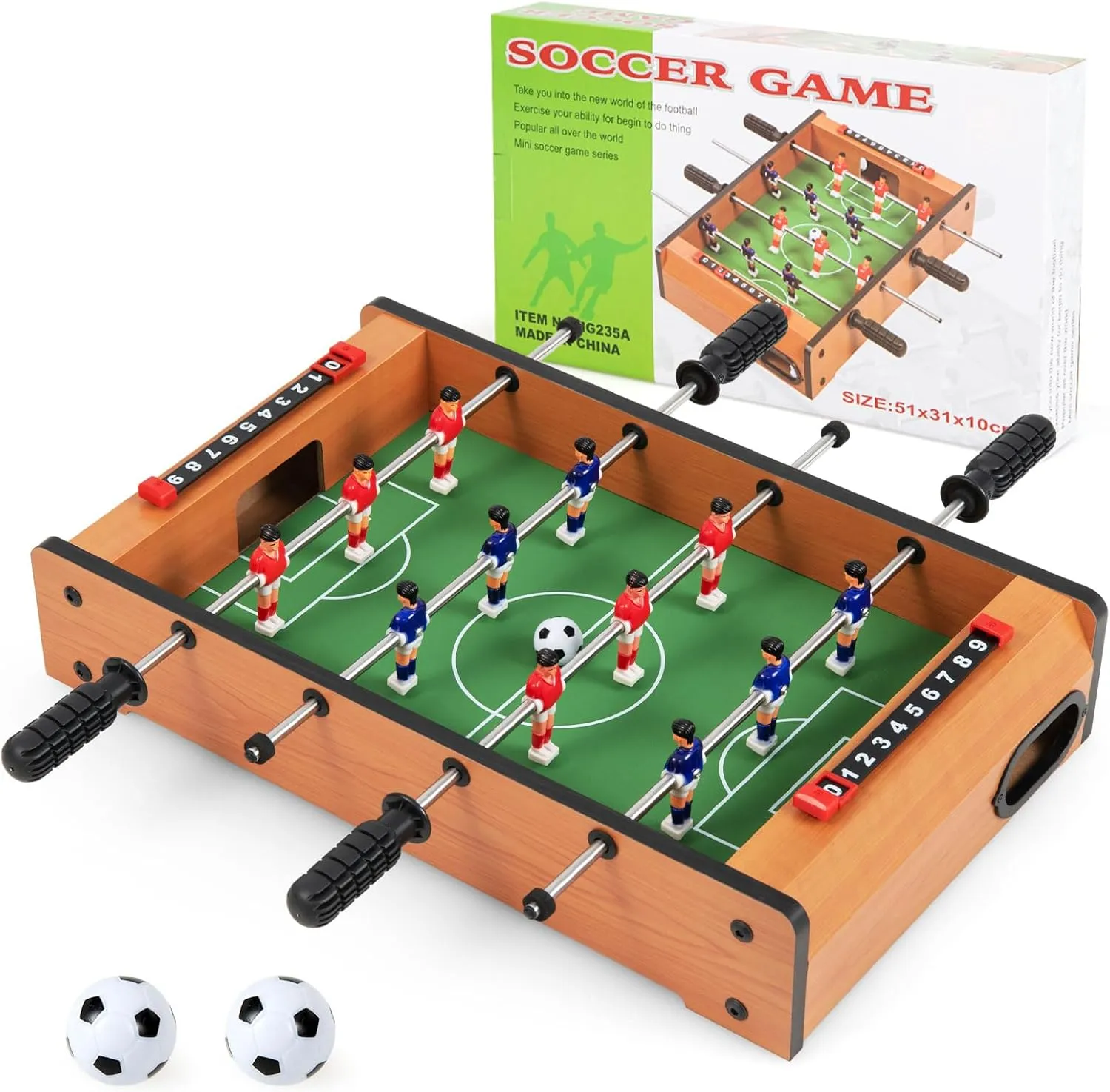 GYMAX Foosball Table, 20" Mini Foosball Table with 2 Balls for Kids, Table Top Foosball for Game Room Home Office Dorm