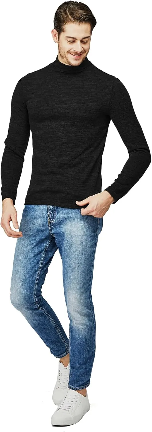 H2H Mens Lightweight Slim Fit Turtleneck Pullover Casual Long Sleeve