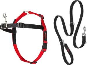 HALTI Front Control Harness Size Medium & HALTI Training Leash Size Large, Black Combination Pack - Stop Your Dog Pulling on The Leash. Adjustable, Lightweight & Easy to Use. Suitable for Medium Dogs