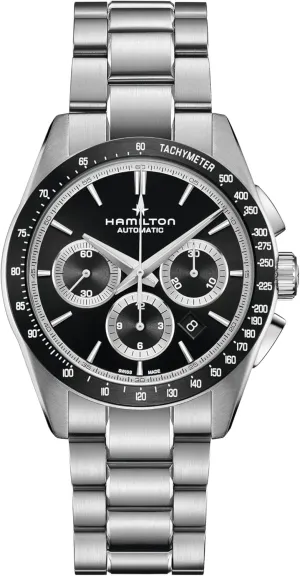 Hamilton Watch Jazzmaster Performer Auto Chrono | Swiss Made | 42mm Stainless Steel Case | Black Dial Analog Watch | Silver Stainless Steel Bracelet (Model: H36606130)