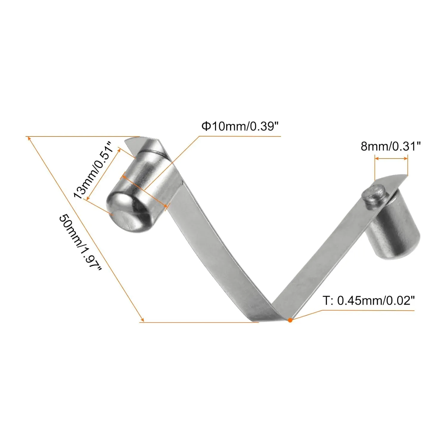 HARFINGTON 12pcs Double Button Kayak Paddle Snap Spring Clip 50x13mm 65Mn Spring Steel V-Shaped Solid Lift Telescopic Locking Tube Pole Clips for Tent Umbrella Camping
