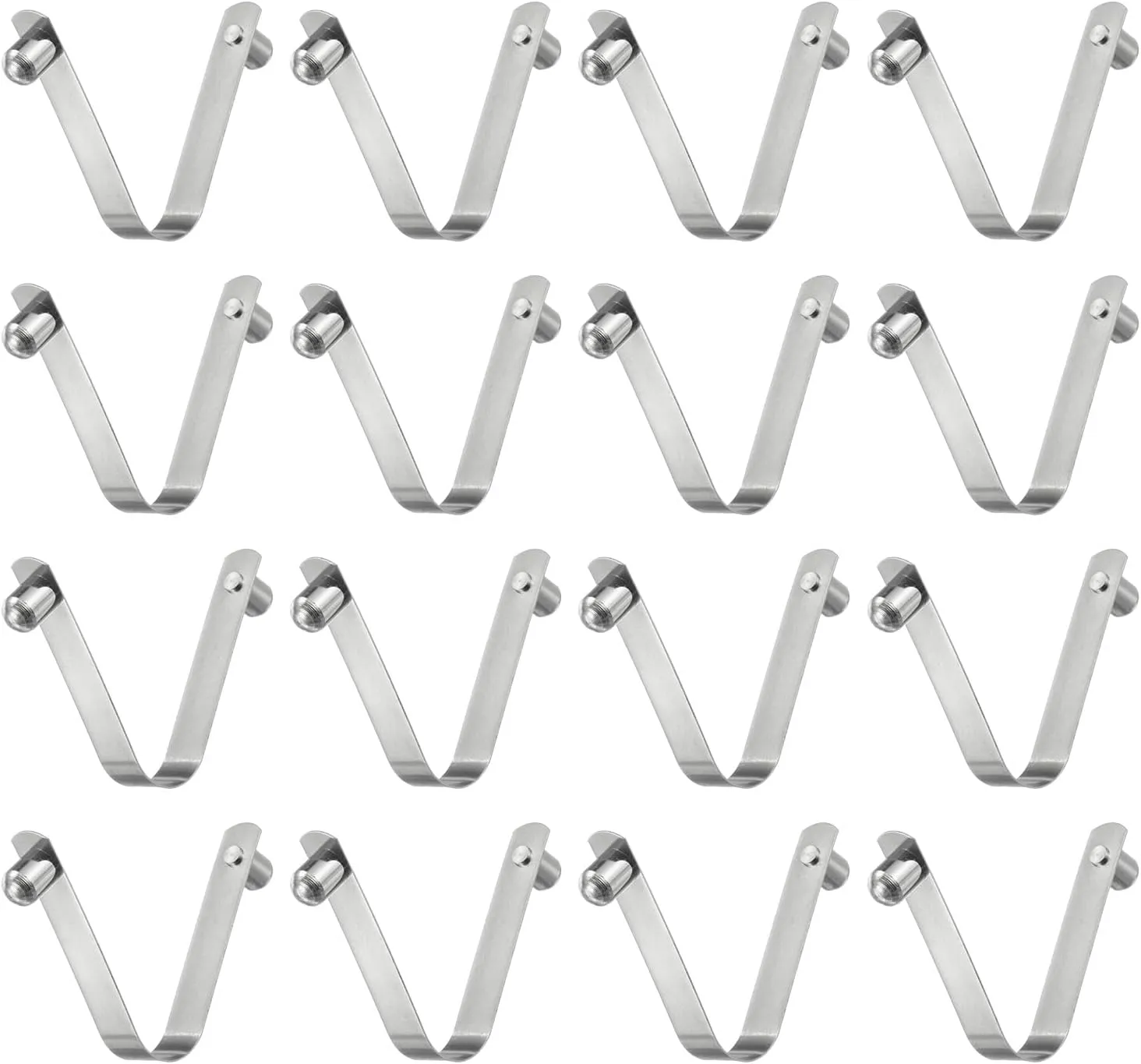 HARFINGTON 16pcs Double Button Kayak Paddle Snap Spring Clip 8x10x60mm 65Mn Spring Steel V-Shaped Solid Lift Telescopic Locking Tube Pole Clips for Tent Umbrella Camping
