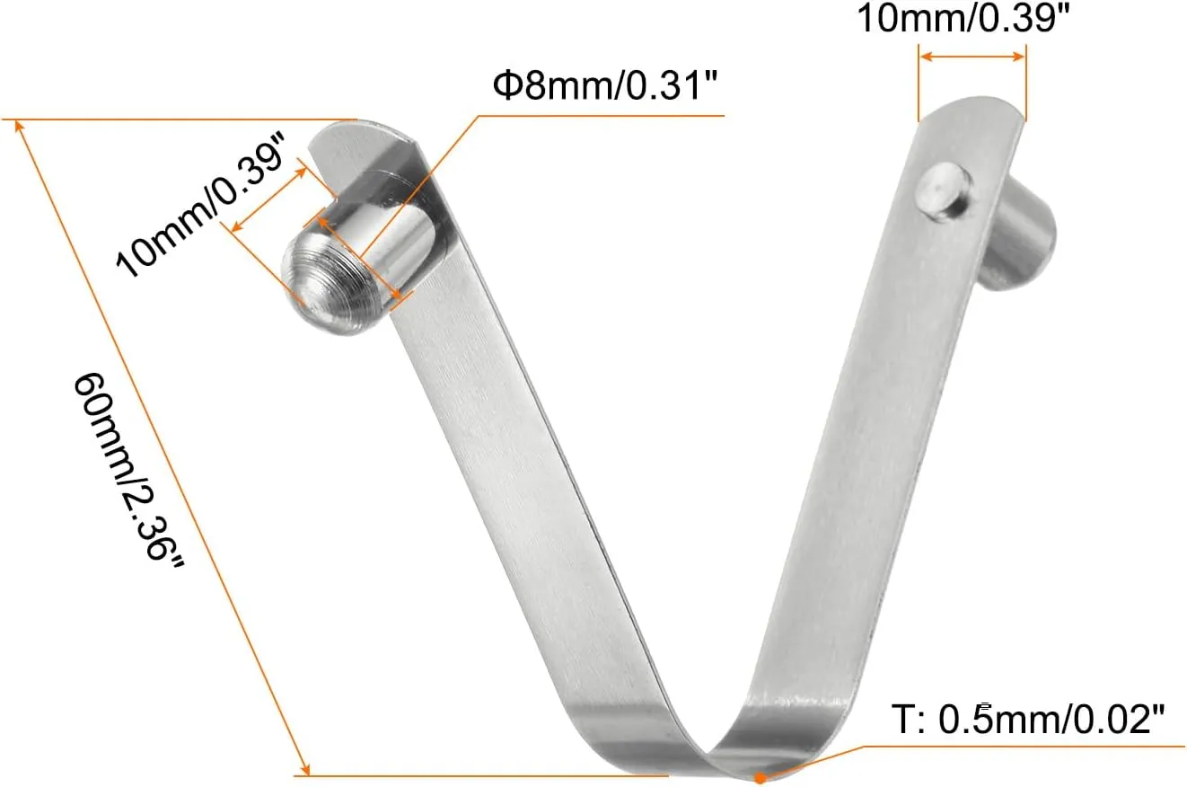 HARFINGTON 16pcs Double Button Kayak Paddle Snap Spring Clip 8x10x60mm 65Mn Spring Steel V-Shaped Solid Lift Telescopic Locking Tube Pole Clips for Tent Umbrella Camping