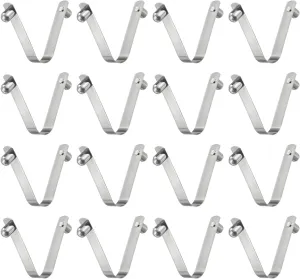 HARFINGTON 16pcs Double Button Kayak Paddle Snap Spring Clip 8x10x60mm 65Mn Spring Steel V-Shaped Solid Lift Telescopic Locking Tube Pole Clips for Tent Umbrella Camping