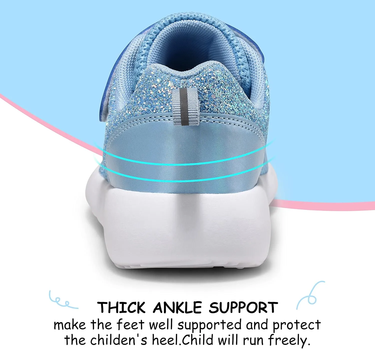 Harvest Land Toddler Glitter Tennis Shoes Slip On Boys Girls Sneakers Casual Running Shoes Woven Breathable with Soft Soled Sports Hook-Loop Outdoor Shoes