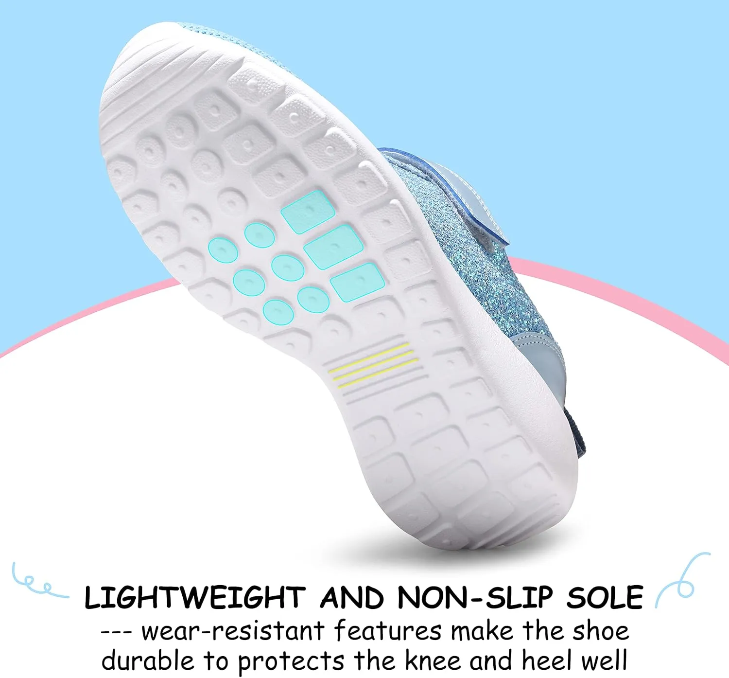 Harvest Land Toddler Glitter Tennis Shoes Slip On Boys Girls Sneakers Casual Running Shoes Woven Breathable with Soft Soled Sports Hook-Loop Outdoor Shoes