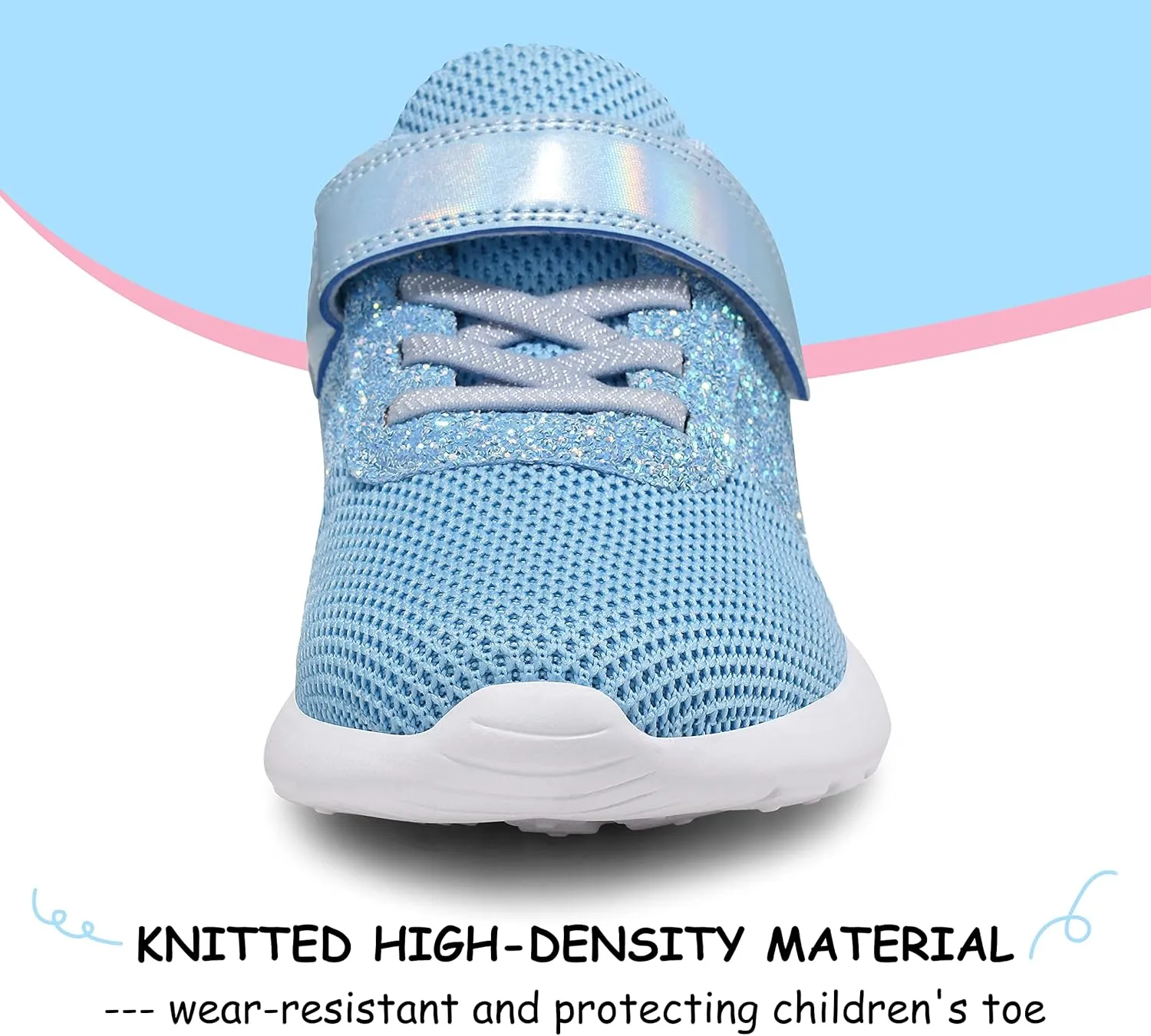 Harvest Land Toddler Glitter Tennis Shoes Slip On Boys Girls Sneakers Casual Running Shoes Woven Breathable with Soft Soled Sports Hook-Loop Outdoor Shoes
