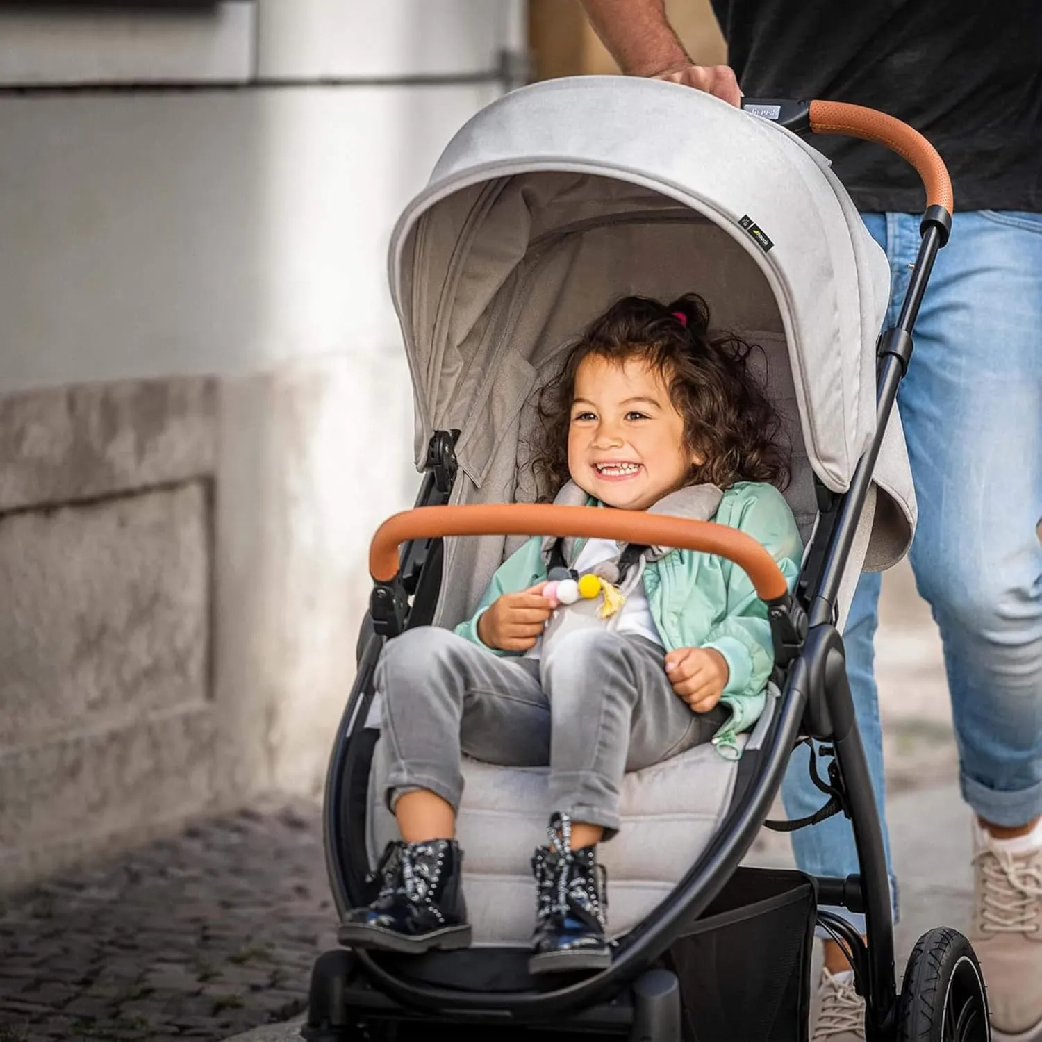 Hauck Uptown Deluxe Stroller - One-Handed Compact Folding, Fully Reclining, Adjustable Height, Cup Holder, Up to 55 lbs. Max Weight - Melange Rose