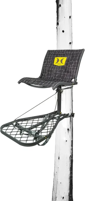 Hawk Rival Lite Hang-On Portable Aluminum Big Game Hunting Tree Stand with 29" x 20.5" Adjustable Platform & 20" x 10.5"x 15" Foldable Weather-Resistant Mesh Seat