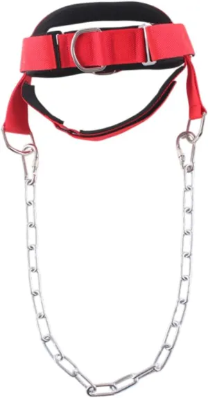 Head Harness for Weight Lifting with Metal Chain Comfortable Wearing Ergonomic Design for Versatile Wide Padded Strap