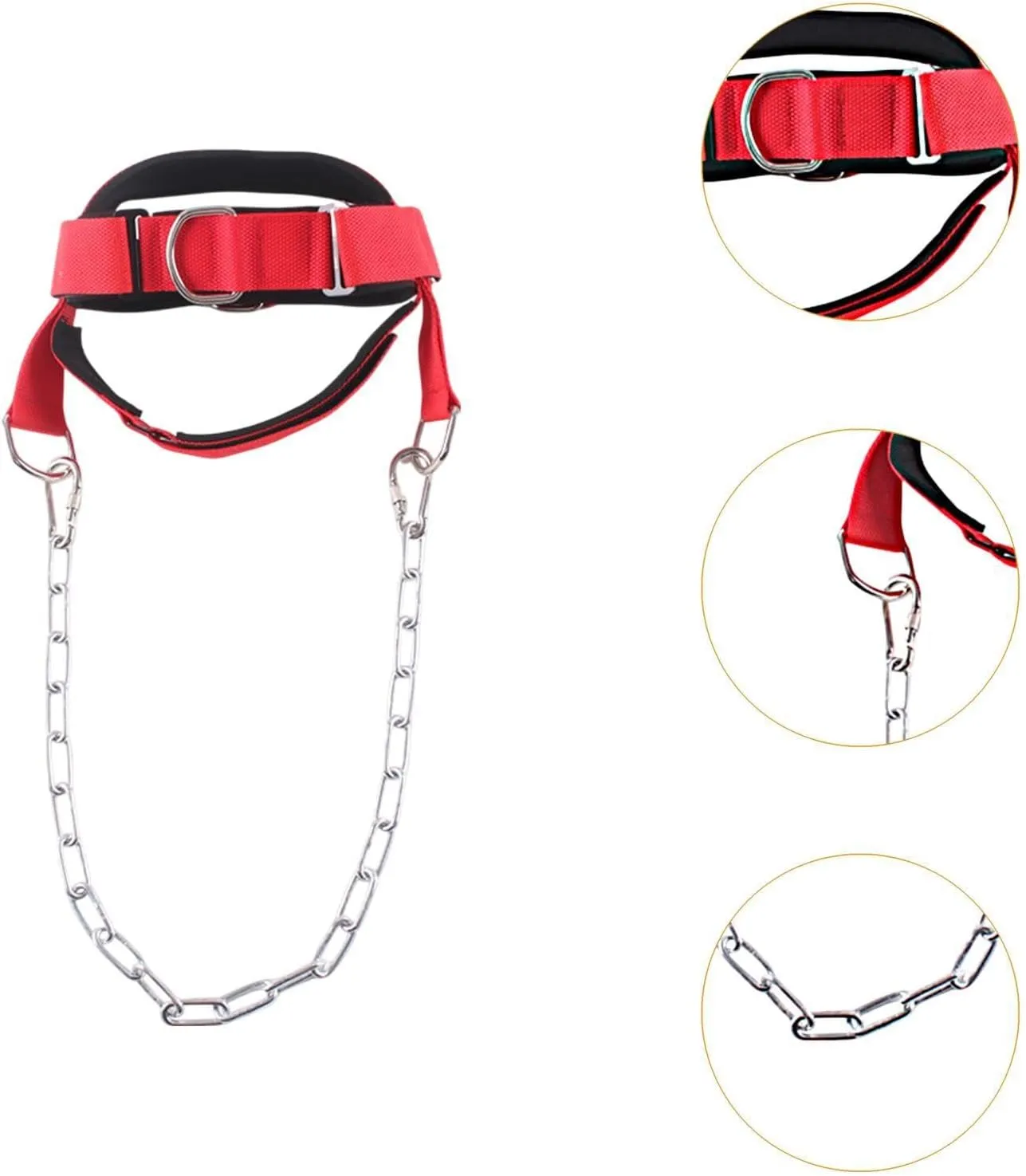 Head Harness for Weight Lifting with Metal Chain Comfortable Wearing Ergonomic Design for Versatile Wide Padded Strap