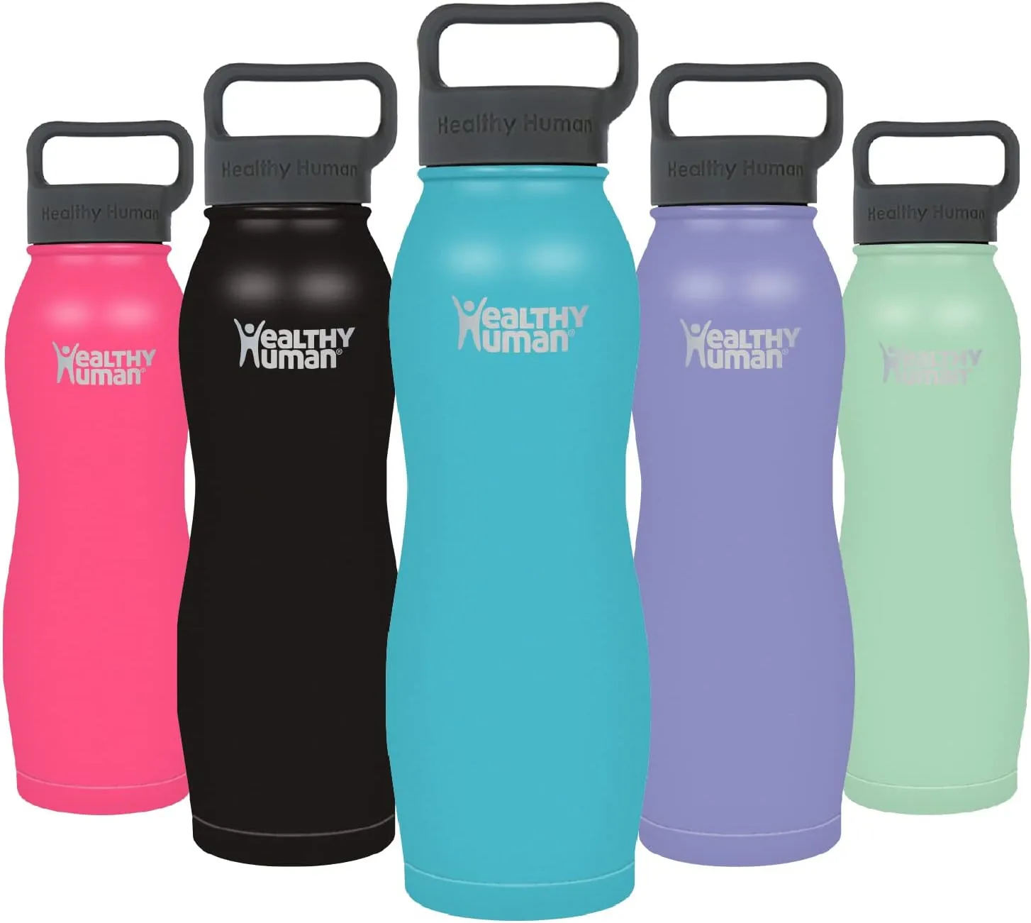Healthy Human Stainless Steel Curve Water Bottle | 100% BPA Free Thermos for Kids & Adults | Vacuum Insulated Water Bottles | Metal Bottles with Leak Proof Lid (21 oz/ 621 ML, Glacier)