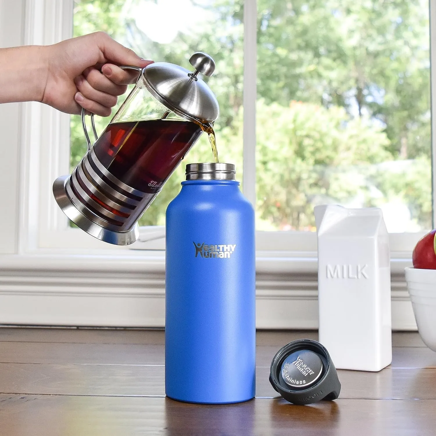 Healthy Human Stainless Steel Water Bottle | Double Walled Vacuum Insulated Water Thermos for Adults | Eco-Friendly Travel Bottles with Leak Proof Lid (Bahama, 32 oz/ 946 ML)