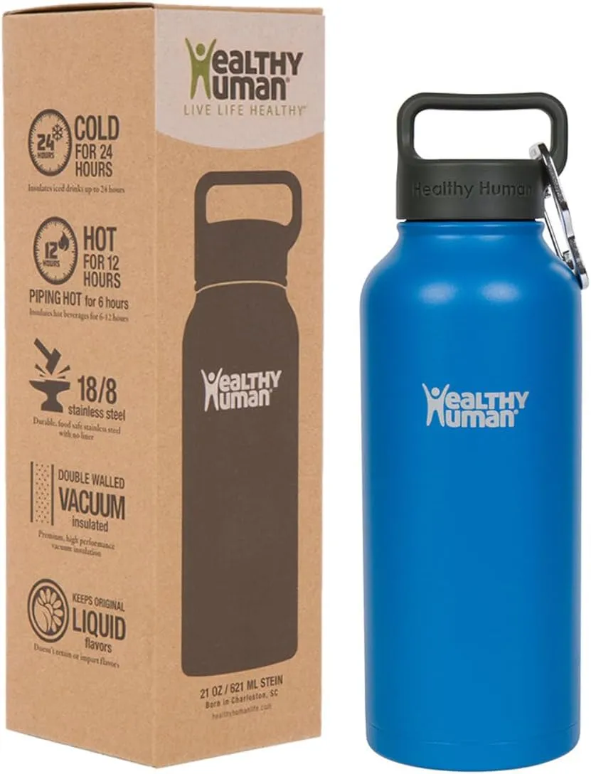Healthy Human Stainless Steel Water Bottle | Double Walled Vacuum Insulated Water Thermos for Adults | Eco-Friendly Travel Bottles with Leak Proof Lid (Bahama, 32 oz/ 946 ML)