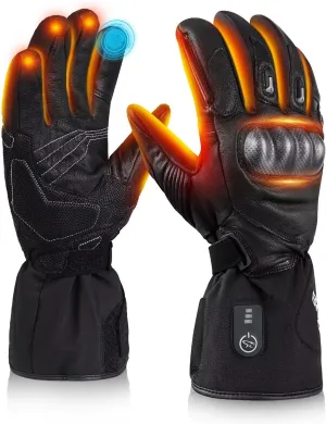 Heated Gloves for Men Women Heated Motorcycle Glove Electric Waterproof Heating Gloves Touchscreen Rechargeable Battery Hand Warmers w/ 12V Motorcycle Wire for Outdoor Work Snowmobiles