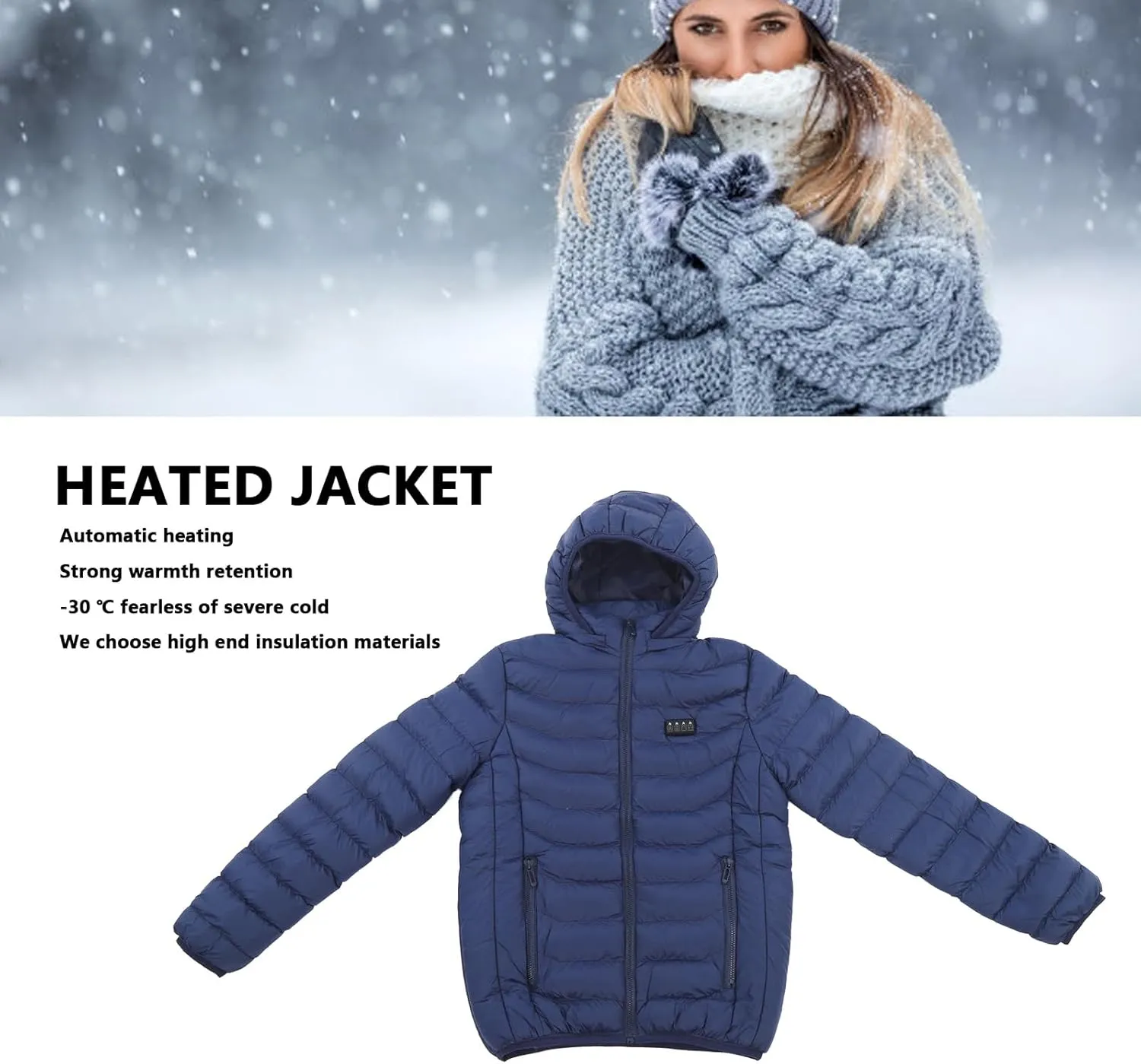 Heated Jacket, Carbon Fiber Electric Heating Coat Breathable Outdoor for Men Women