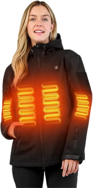 Heated Jacket for Women, ANTARCTICA GEAR Winter Coat with 12V 16000mAh Battery Pack, Soft Shell Heating Hood Jacket