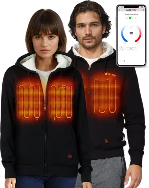 Heated Jacket Hoodie for Men & Women – Winter Coat, Outdoor Clothing, Bluetooth Controlled with 3 Adjustable Heating Zones