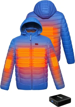 Heated Jacket, Lightweight Heating Jackets with 12V/5A Power Bank, 6 Areas Winter Coat for Men and Women