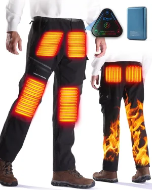 Heated Pants with 20000mAh Battery Pack Electric Heated Snow Hiking Pants Winter Softshell Outdoor Trousers