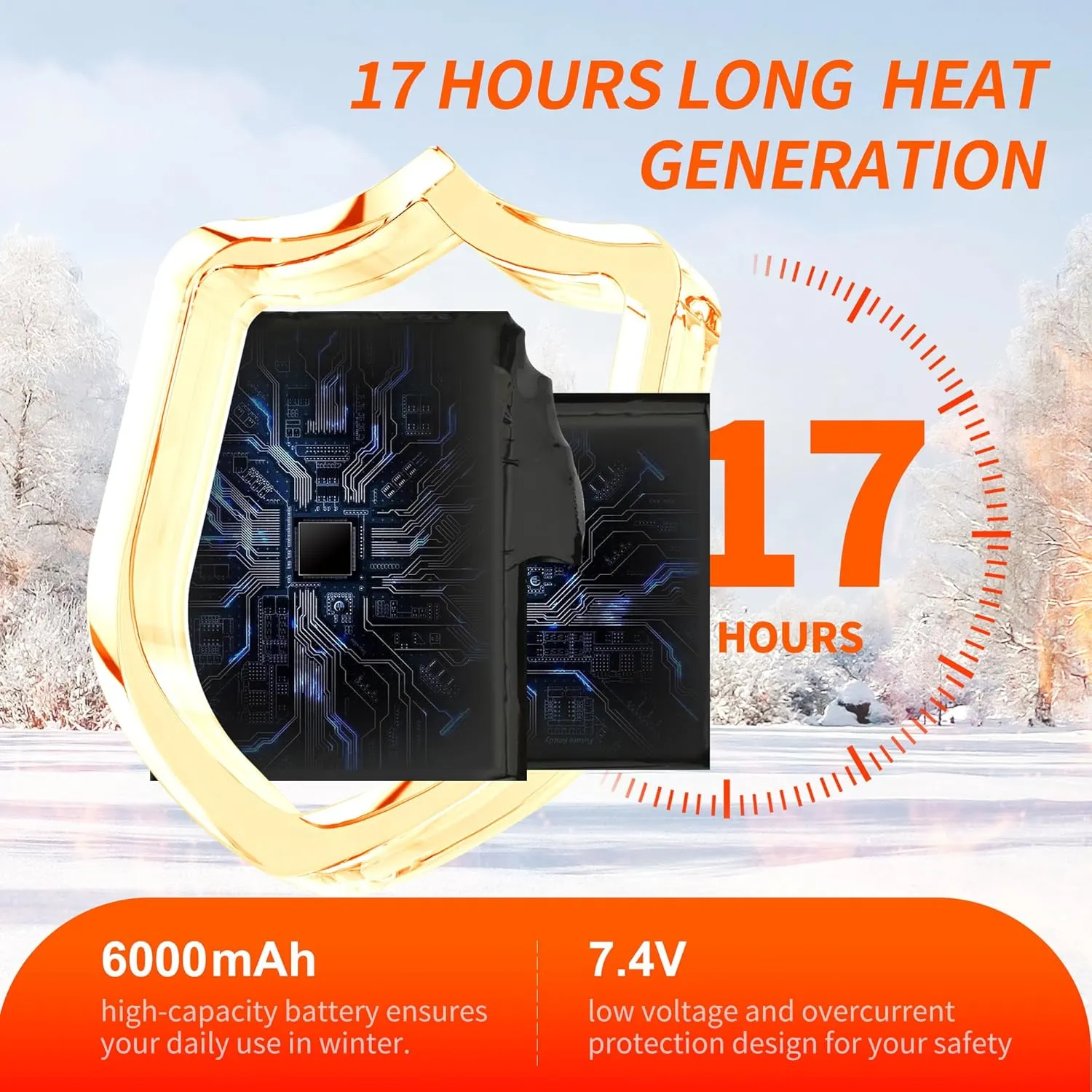 Heated Socks for Men Women with APP Control 7.4V 6000mAh 17H Heat Socks 10s Fast Heating Rechargeable Skiing Socks 5-Level Temperature Washable Electric Foot Warmers for Hiking Camping