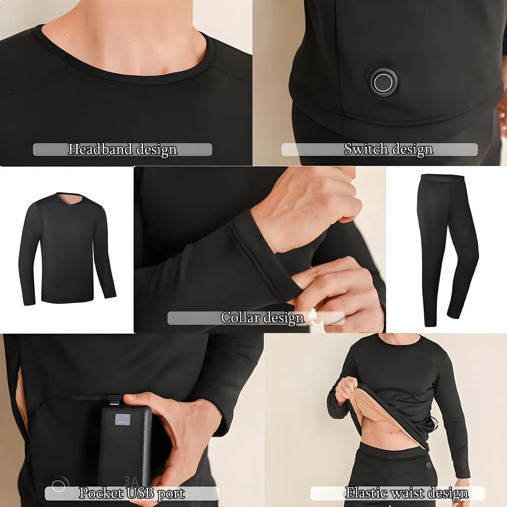 Heated Thermal Underwear for Men Women USB 42 Zone Intelligent Heated Thermals top and Heated Pants Set