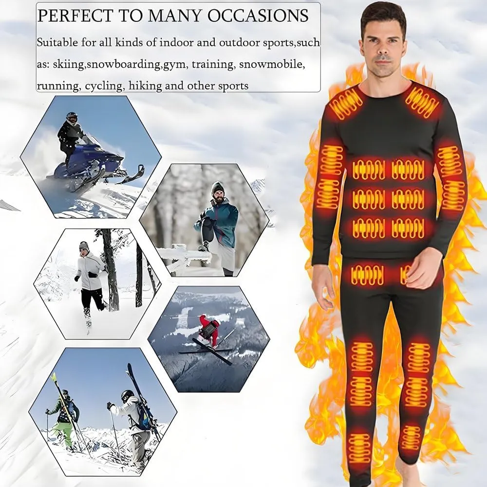 Heated Thermal Underwear for Men Women USB 42 Zone Intelligent Heated Thermals top and Heated Pants Set
