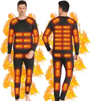 Heated Thermal Underwear for Men Women USB 42 Zone Intelligent Heated Thermals top and Heated Pants Set