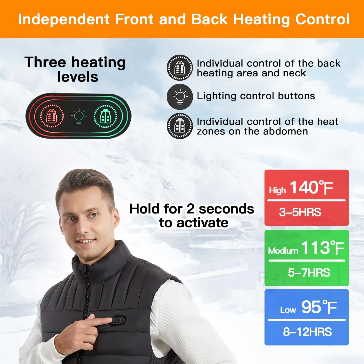 Heated Vest for Men, Lightweight Men's Heated Vest with 16000mAh Battery Pack Included for Outdoor Camping Skiing