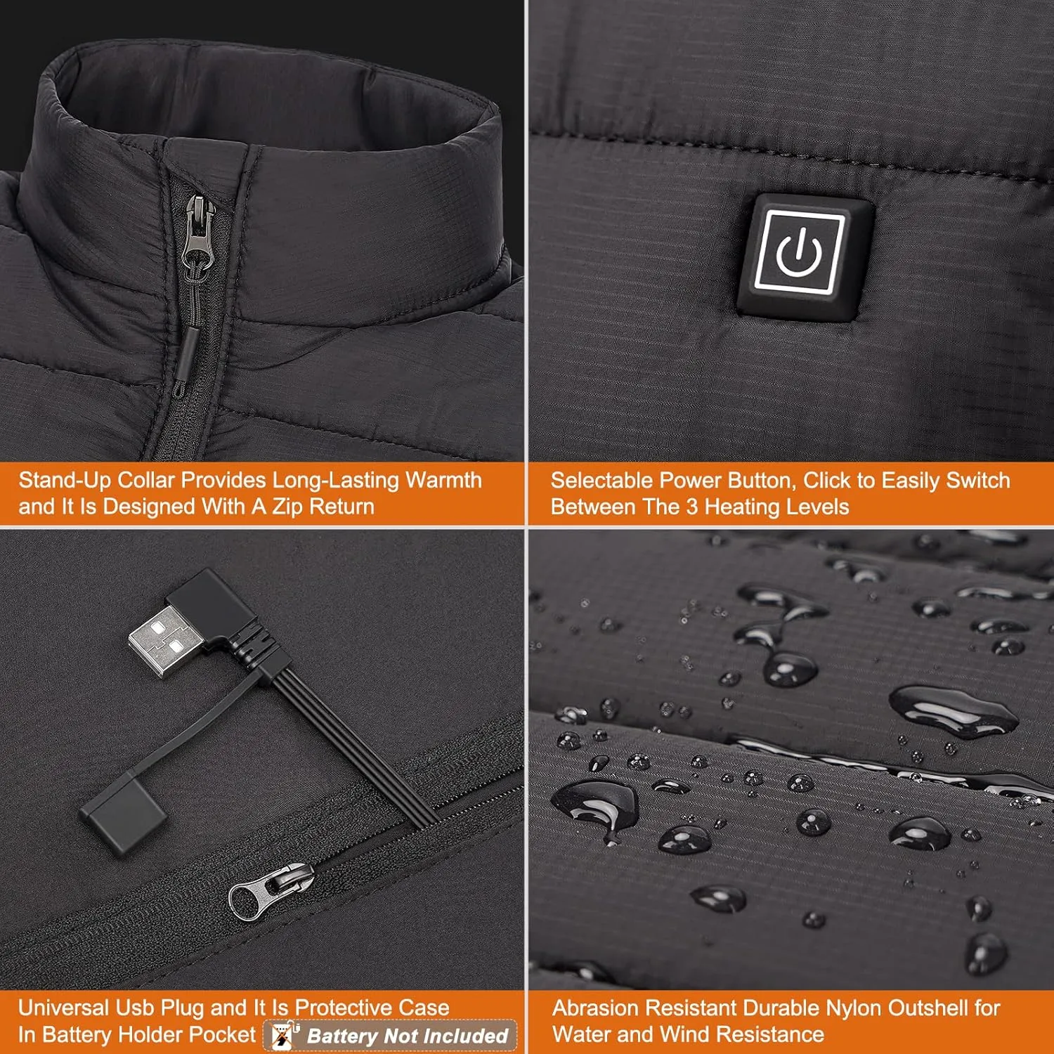 Heated Vest for Men/Women,Electric Heating Jacket Warming Waistcoat Fit Vest For Outdoor Hiking Hunting-No Battery