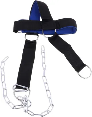 Heavy Duty Padded Head Neck Harness Strength Trainer with Adjustable Strap and Durable Steel Chain for Boxing, MMA, and Football Training