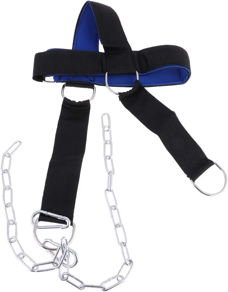 Heavy Duty Padded Head Neck Harness Strength Trainer with Adjustable Strap and Durable Steel Chain for Boxing, MMA, and Football Training