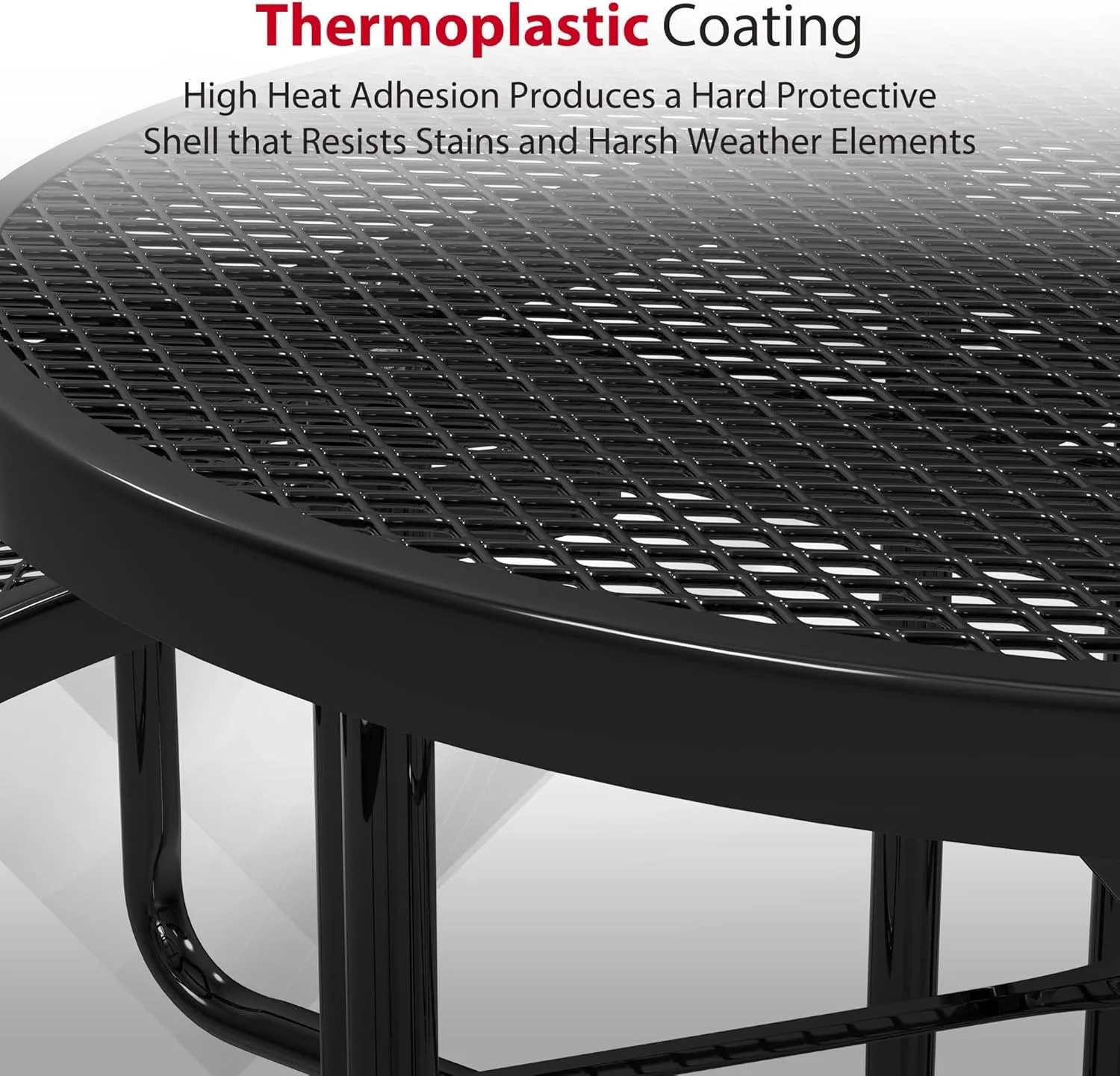 Heavy-Duty Round Outdoor Picnic Table, Portable, Made with Heavy-Gauge Metal, Durable Thermoplastic Coating, Commercial Outdoor Picnic Table, Built-in Umbrella Hole, Made in The USA