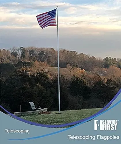 Heavy Duty Telescoping Flagpole Kit, 25 Foot