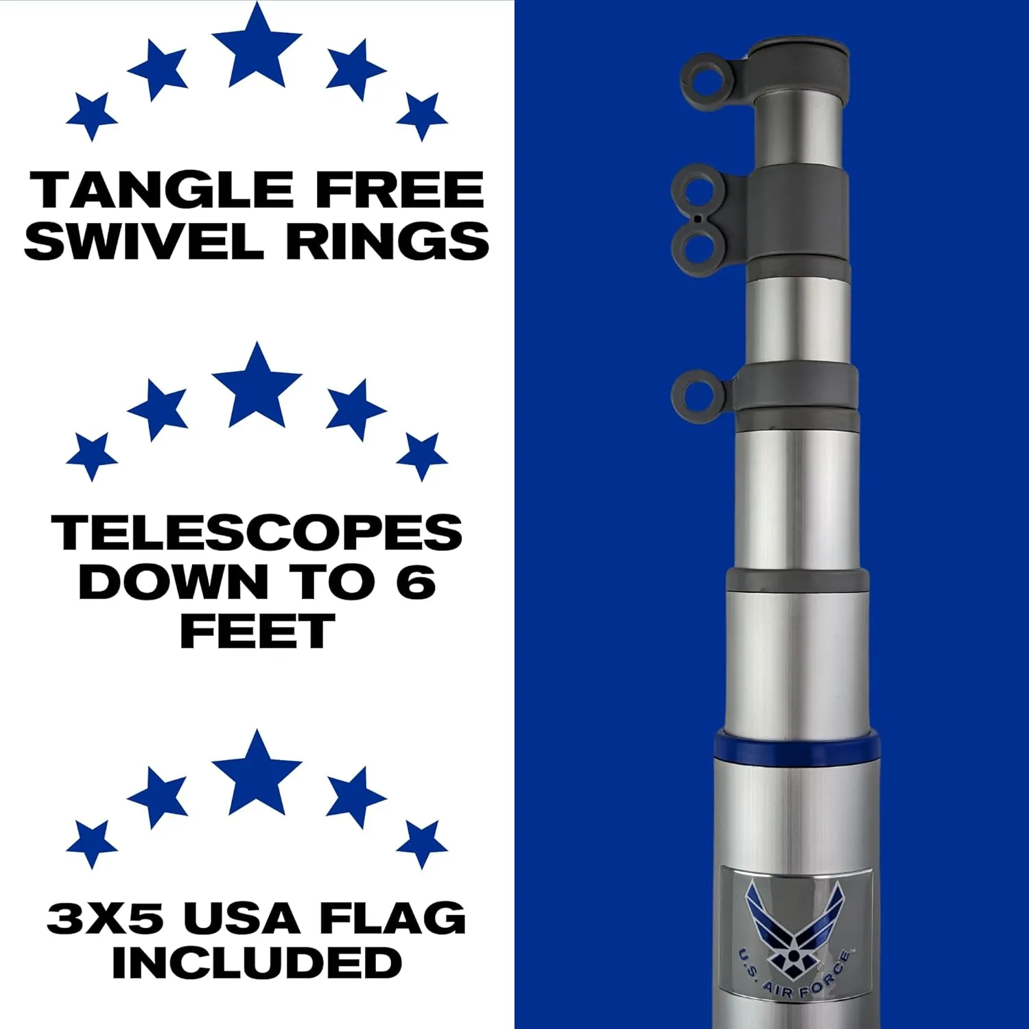 Heavy Duty Telescoping Flagpole Kit, 25 Foot