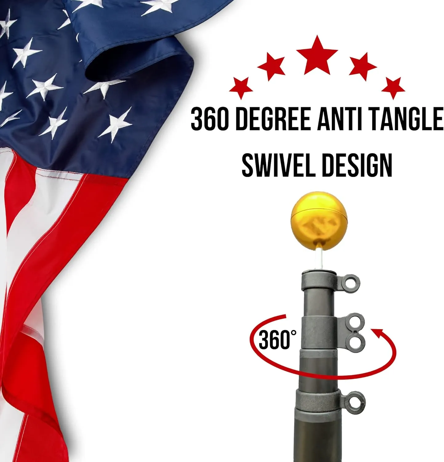 Heavy Duty Telescoping Flagpole Kit, 25 Foot