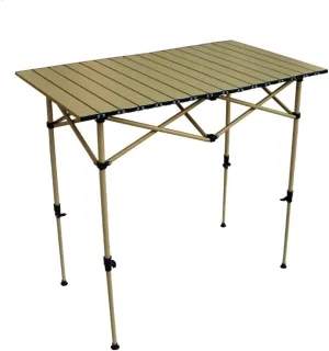 Height Adjustable Camping Table Fold Up Portable Roll Up Aluminum Table with Carry Bag for Outdoor