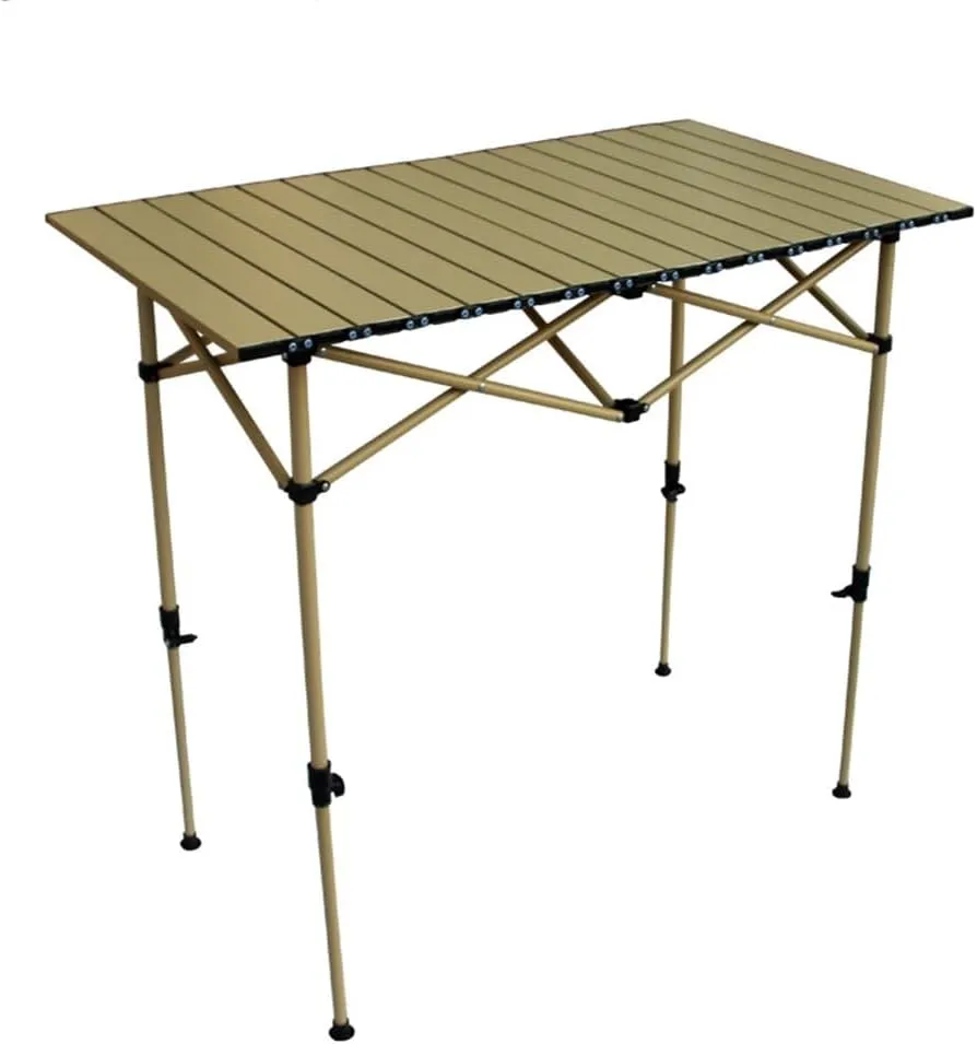 Height Adjustable Camping Table Fold Up Portable Roll Up Aluminum Table with Carry Bag for Outdoor