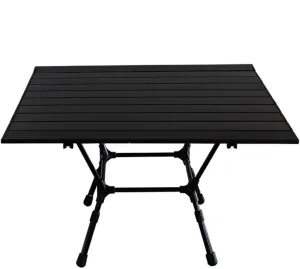 Height-Adjustable Folding Camping Table Aluminum with Carry Bag Portable Side Table for Fishing Beach Picnic, 60*52.5*43