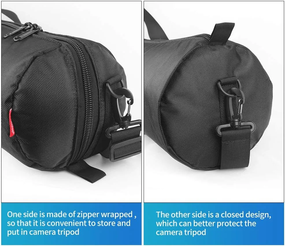 HEMMOTOP Tripod Carrying Case, 39x7x7in All Thick Padded Tripod Bag with Shoulder Straps and Handles, Heavy Duty Light Stand Bag with Two Zippered Pockets for Pool Cue, Speaker Stand