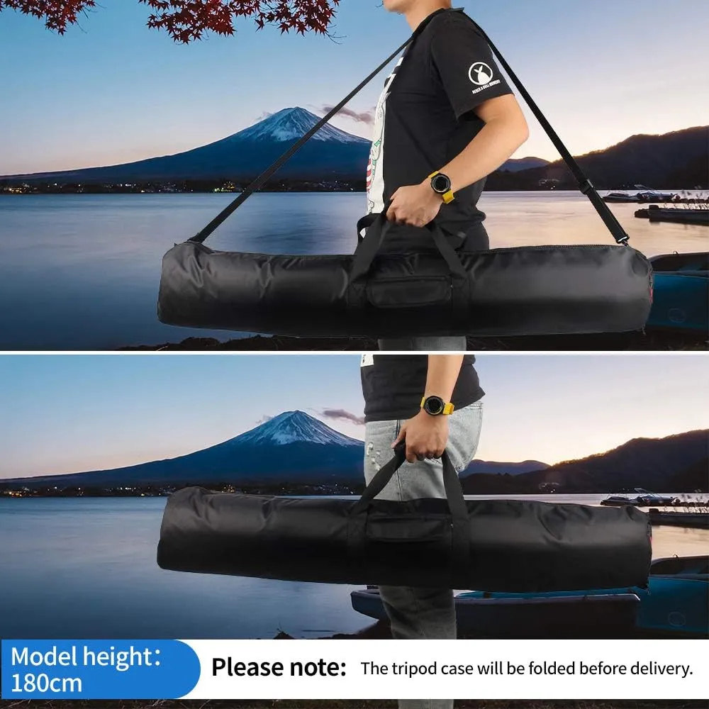 HEMMOTOP Tripod Carrying Case, 39x7x7in All Thick Padded Tripod Bag with Shoulder Straps and Handles, Heavy Duty Light Stand Bag with Two Zippered Pockets for Pool Cue, Speaker Stand