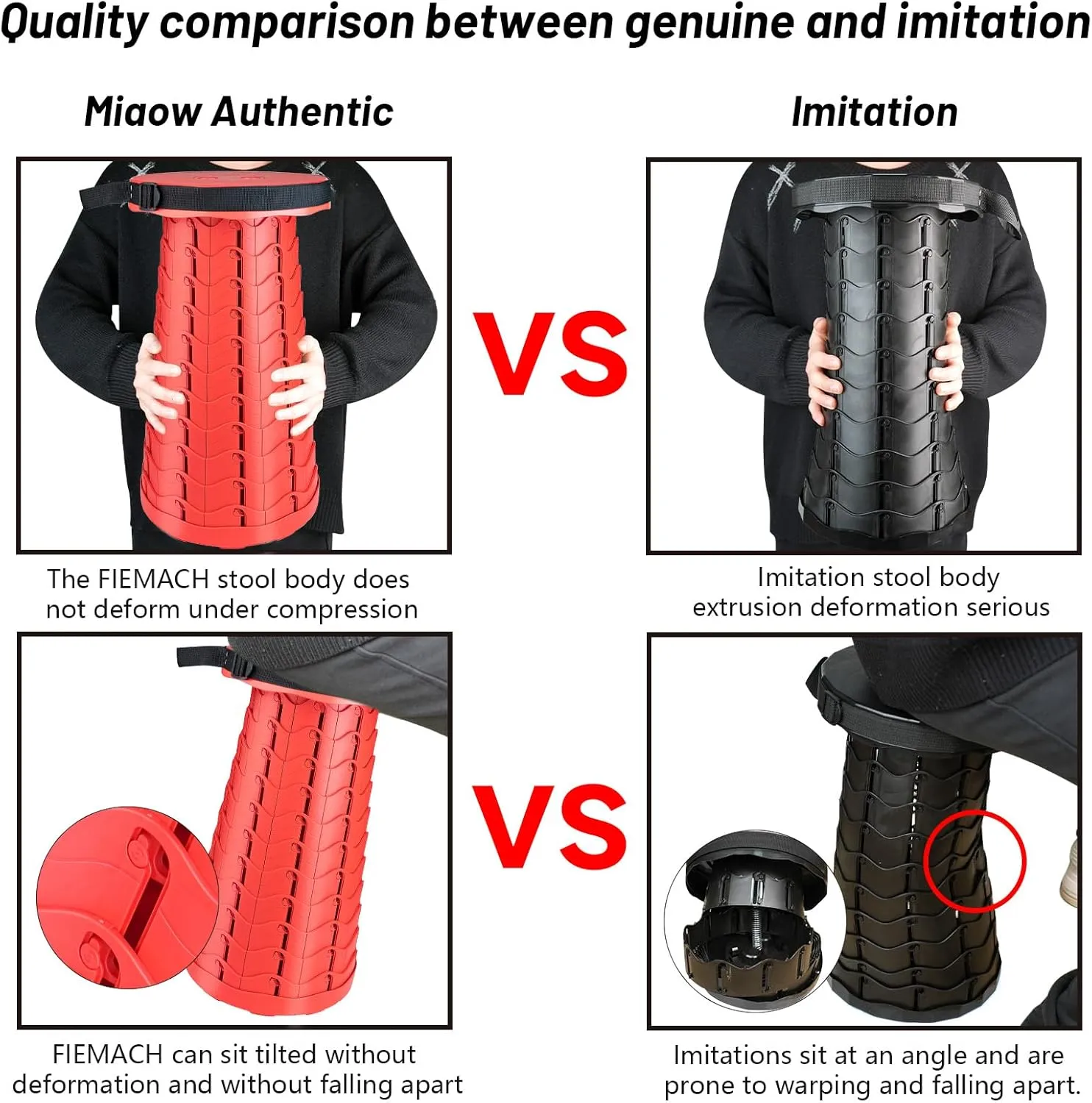 Hesanzol Portable Telescoping Stool, Retractable Folding Stool for Camping Garden Fishing Hiking Travel BBQ, Adjustable Collapsible Stools Max Load 400lbs