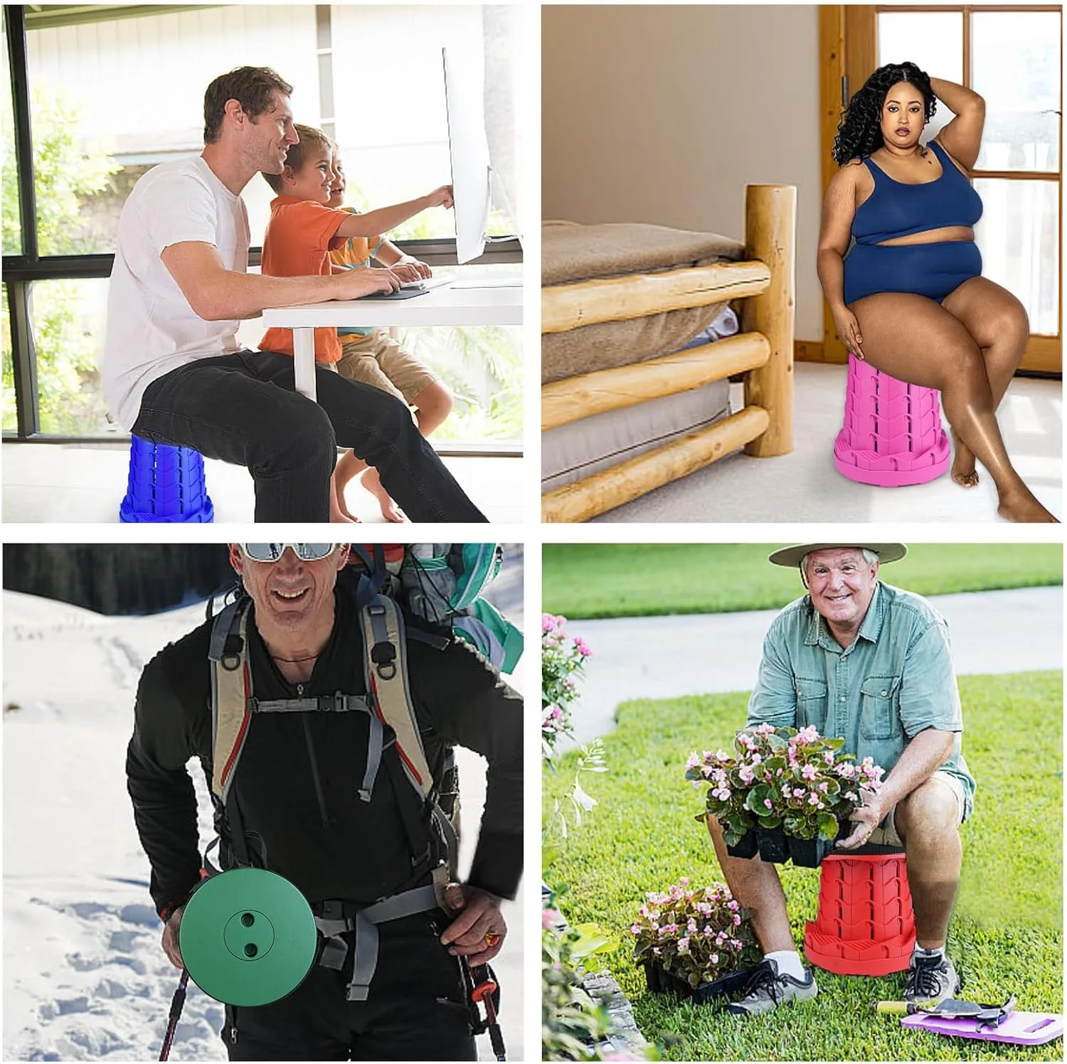 Hesanzol Portable Telescoping Stool, Retractable Folding Stool for Camping Garden Fishing Hiking Travel BBQ, Adjustable Collapsible Stools Max Load 400lbs