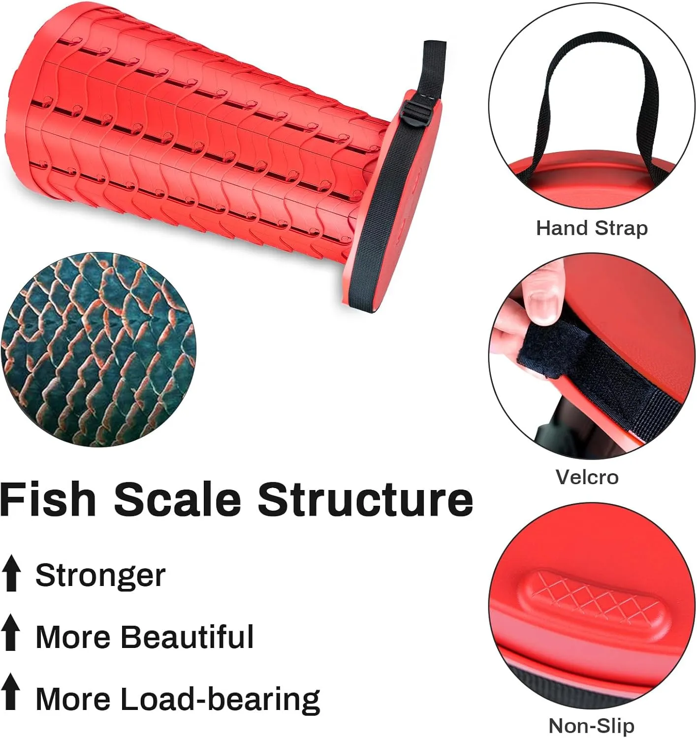 Hesanzol Portable Telescoping Stool, Retractable Folding Stool for Camping Garden Fishing Hiking Travel BBQ, Adjustable Collapsible Stools Max Load 400lbs