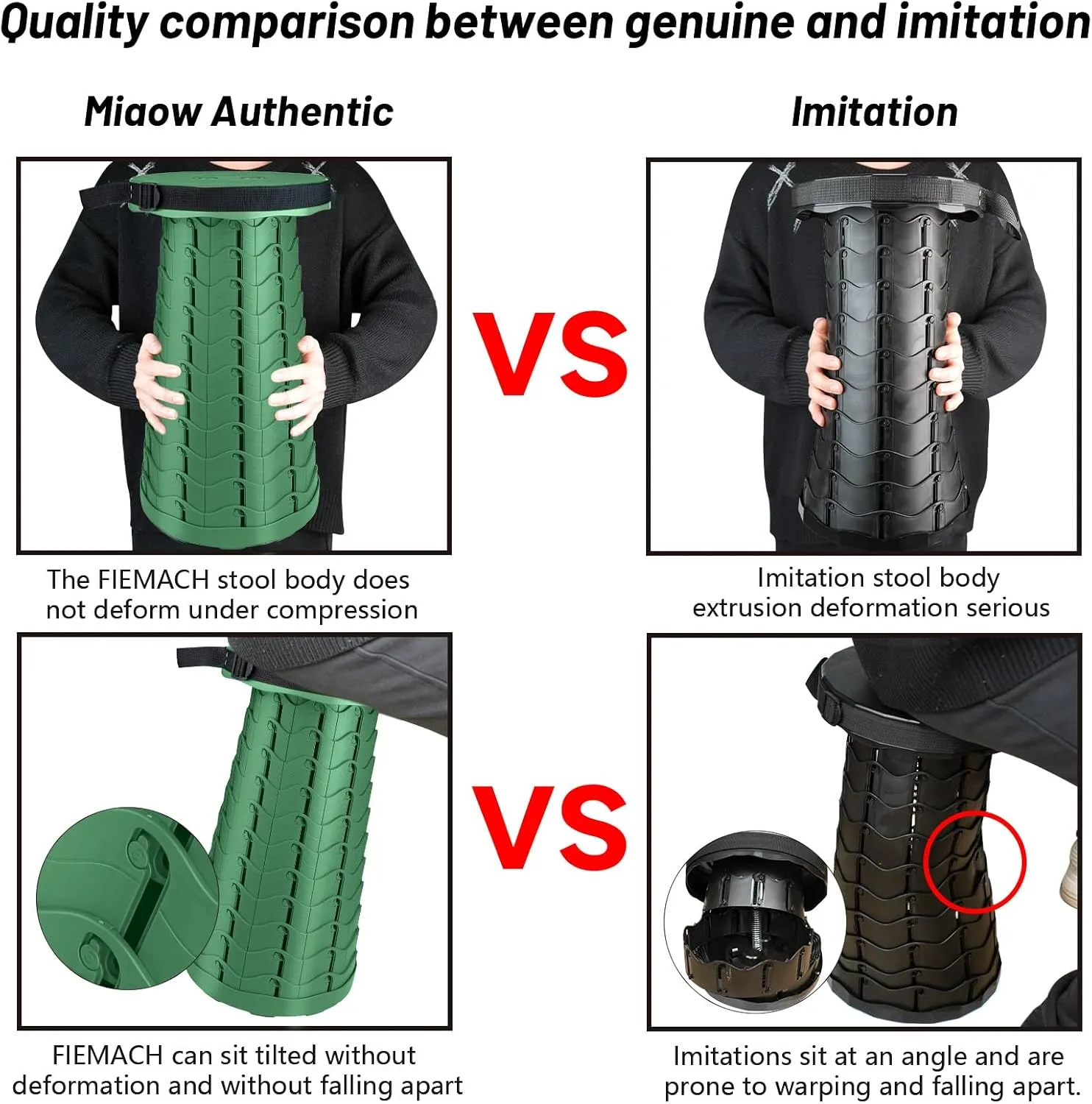 Hesanzol Portable Telescoping Stool, Retractable Folding Stool for Camping Garden Fishing Hiking Travel BBQ, Adjustable Collapsible Stools Max Load 400lbs