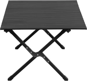 HHYY Folding Camping Table Portable Picnic Table, Lightweight Roll up Side Table Outdoor Camp Table for Beach,Party, Patio, BBQ, Travel, Backyard,34 x 24 x 16.5 inch,Black
